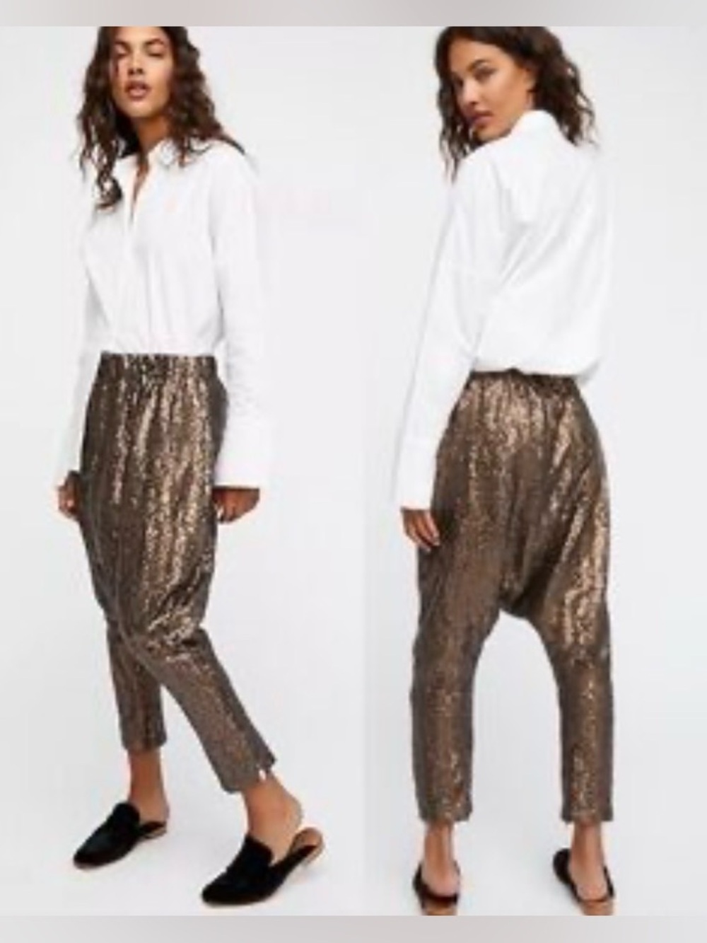 One by One Teaspoon Brown Sequined Harem Pants Size XS